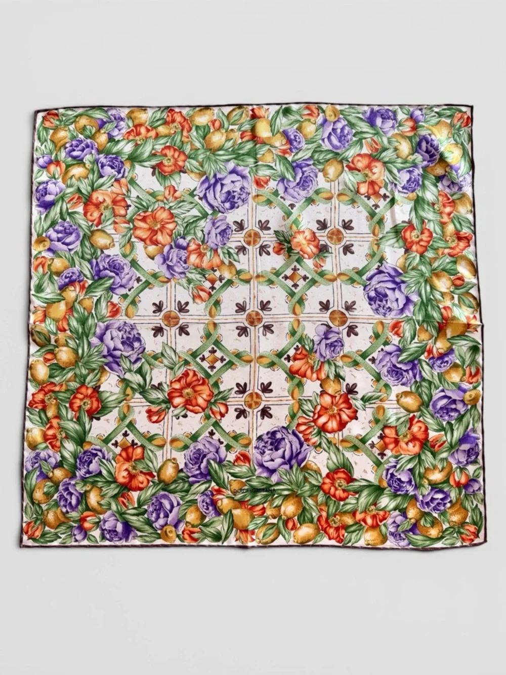 Dolce & Gabbana Small Silk Floral Print Scarf